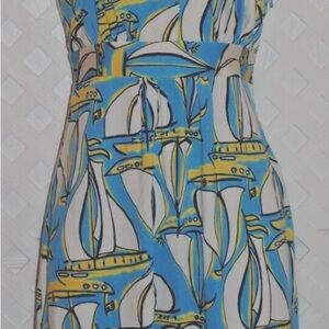 LILLY PULITZER PATTY Sailboat DRESS in BEACH CLUB B DOCK-SIDER size Small